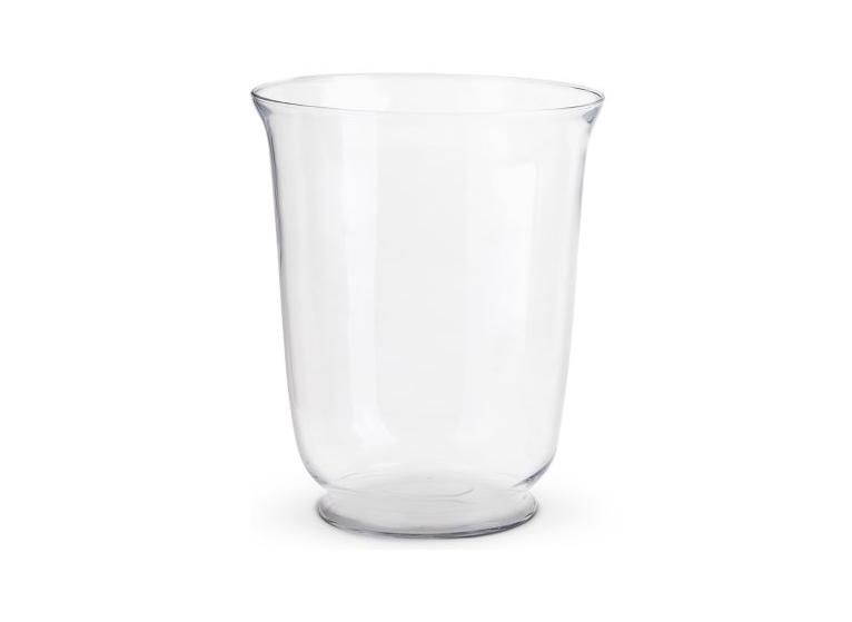 vase שקוף ללא עיטורים, מתאים לעיצוב שולחנות לאירועים והשכרת כלי אוכל לאירוע.