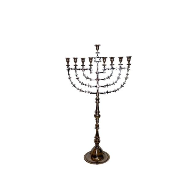 מנורה מעוצבת לחנוכה, מתאימה להשכרת ציוד לאירועים ולחגיגות משפחתיות.