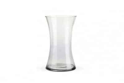 vase שקוף מעוצב, מתאים לעיצוב שולחנות לאירועים וחתונות. השכרת כלי אוכל לאירוע.