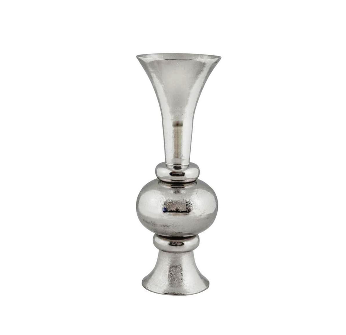 vase מתכתי דקורטיבי, מתאים לשולחנות באירועים וחתונות, להשכרת ציוד לאירועים.