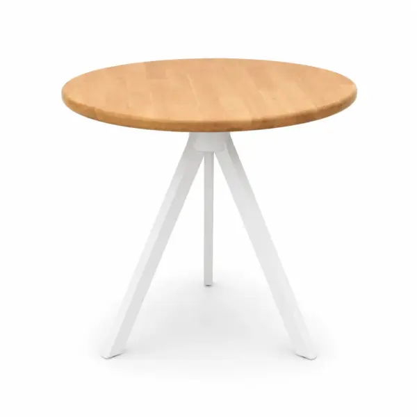 שולחן עגלגל מעWood עם רגליים לבנות